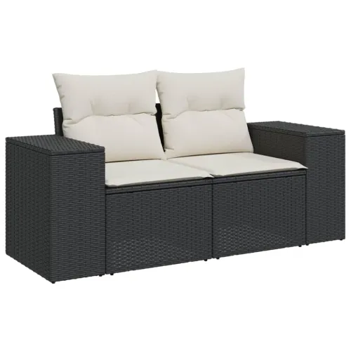 Vrtna garnitura - 7-dijelni set vrtnih sofa od poliratana s jastucima crni - Crna i krem 1 Cijena