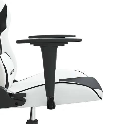 Masažna Gaming stolica bijelo-crna od umjetne kože - Bijela i crna Bez naslona za noge Cijena