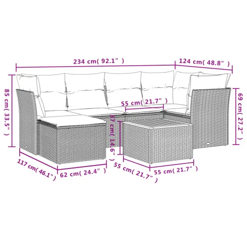 Vrtna garnitura - 7-dijelni set vrtnih sofa sivi od poliratana - siva i tamnosiva 1 Cijena