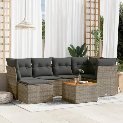Vrtna garnitura - 7-dijelni set vrtnih sofa sivi od poliratana - siva i tamnosiva 1 Cijena