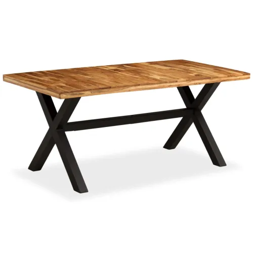 Blagovaonski stol od masivnog drva bagrema i manga 180 x 90 x 76 cm - Crna Cijena