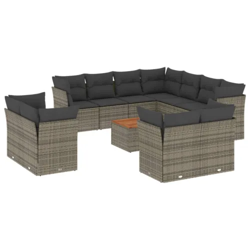 Vrtna garnitura - 12-dijelni set vrtnih sofa od poliratana s jastucima sivi - siva i tamnosiva 1 Siva i tamnosiva Cijena