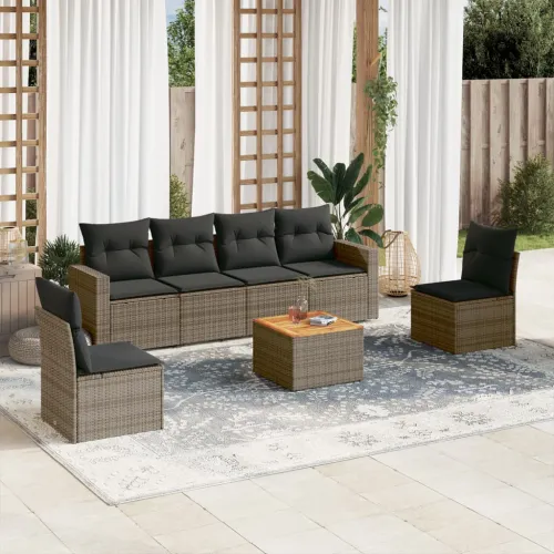 Vrtna garnitura - 7-dijelni set vrtnih sofa sivi od poliratana - siva i tamnosiva 1 Cijena