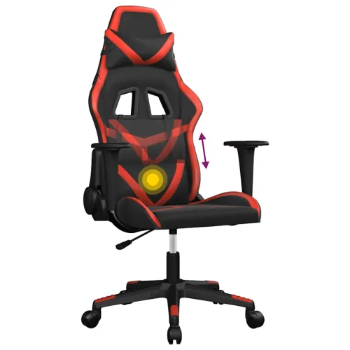 Masažna Gaming stolica crno-crvena od umjetne kože - Crna i crvena Bez naslona za noge Cijena