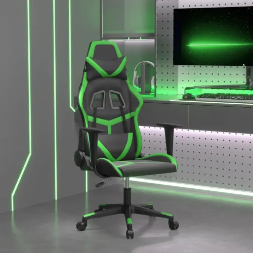 Masažna Gaming stolica crno-zelena od umjetne kože - Crna i zelena Bez naslona za noge Cijena