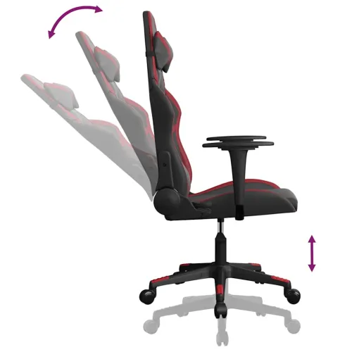Masažna Gaming stolica crna i crvena boja vina od umjetne kože - Crna i crvena boja vina Bez naslona za noge Cijena
