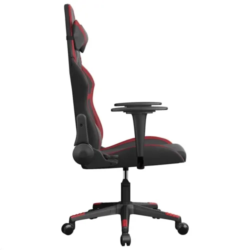 Masažna Gaming stolica crna i crvena boja vina od umjetne kože - Crna i crvena boja vina Bez naslona za noge Cijena