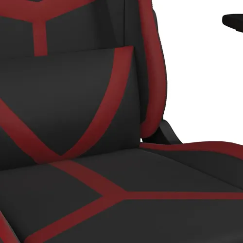Masažna Gaming stolica crna i crvena boja vina od umjetne kože - Crna i crvena boja vina Bez naslona za noge Cijena