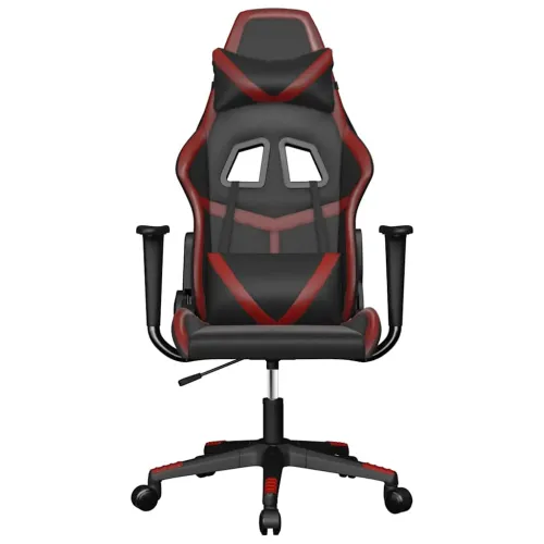 Masažna Gaming stolica crna i crvena boja vina od umjetne kože - Crna i crvena boja vina Bez naslona za noge Cijena