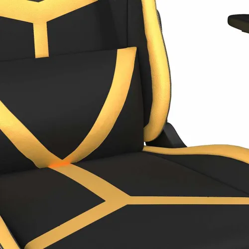 Masažna Gaming stolica crno-zlatna od umjetne kože - Crna i zlatna Bez naslona za noge Cijena