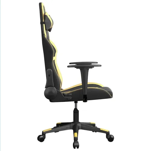 Masažna Gaming stolica crno-zlatna od umjetne kože - Crna i zlatna Bez naslona za noge Cijena