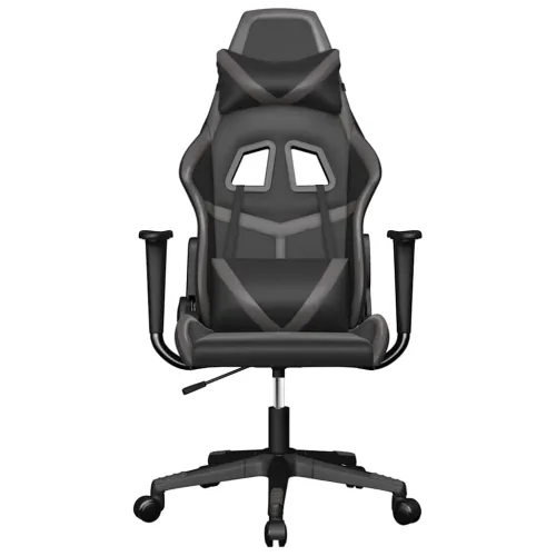 Masažna Gaming stolica crno-siva od umjetne kože - Crna i siva Bez naslona za noge Cijena