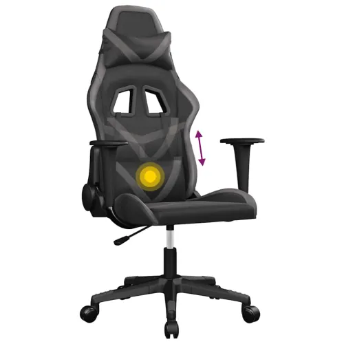 Masažna Gaming stolica crno-siva od umjetne kože - Crna i siva Bez naslona za noge Cijena