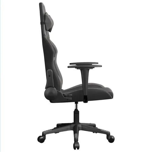 Masažna Gaming stolica crno-siva od umjetne kože - Crna i siva Bez naslona za noge Cijena
