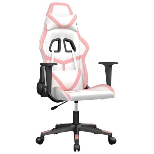 Masažna Gaming stolica bijelo-ružičasta od umjetne kože - Bijela i ružičasta Bez naslona za noge Cijena
