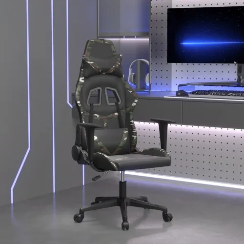 Masažna Gaming stolica crno-maskirna od umjetne kože - Crna i maskirna Bez naslona za noge Cijena