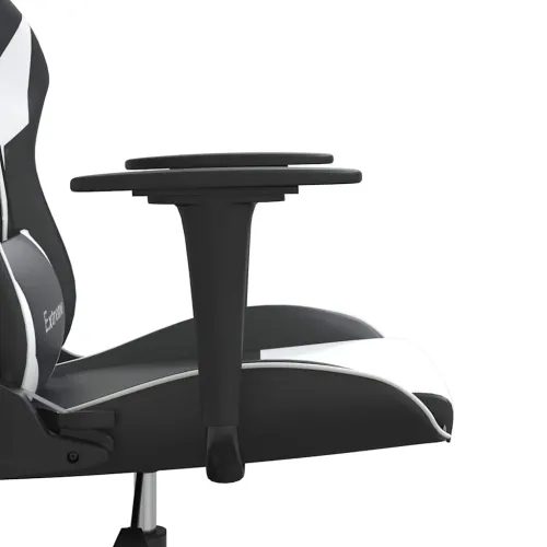 Masažna Gaming stolica od umjetne kože crno-bijela - Crno-bijelo Bez naslona za noge Cijena