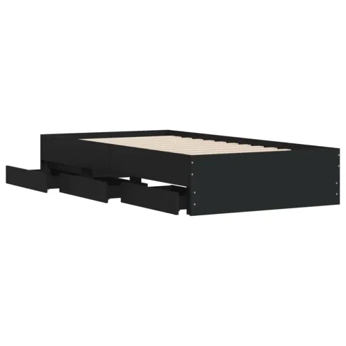Okvir kreveta s ladicama crni 75 x 190 cm konstruirano drvo - Crna 75 x 190 cm Cijena