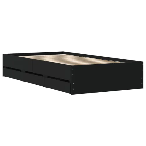 Okvir kreveta s ladicama crni 75 x 190 cm konstruirano drvo - Crna 75 x 190 cm Cijena