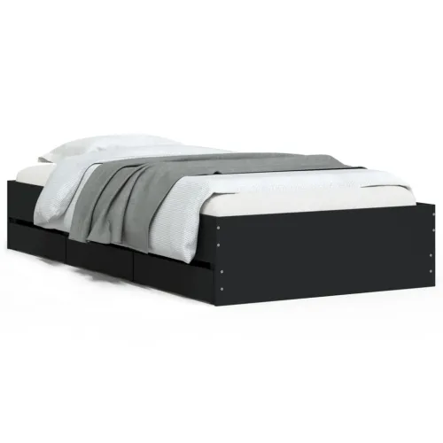 Okvir kreveta s ladicama crni 75 x 190 cm konstruirano drvo - Crna 75 x 190 cm Cijena