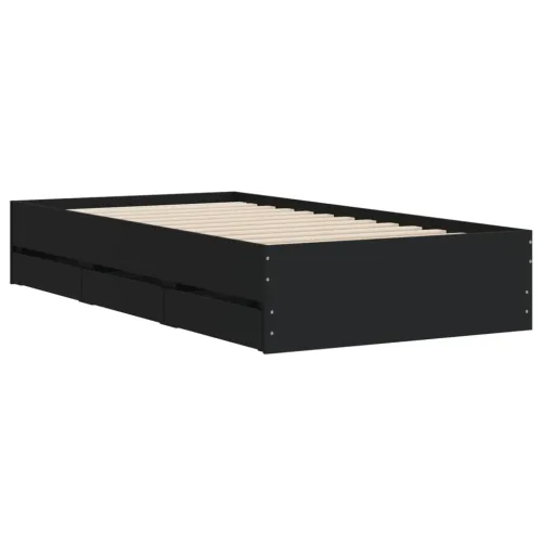 Okvir kreveta s ladicama crni 75 x 190 cm konstruirano drvo - Crna 75 x 190 cm Cijena