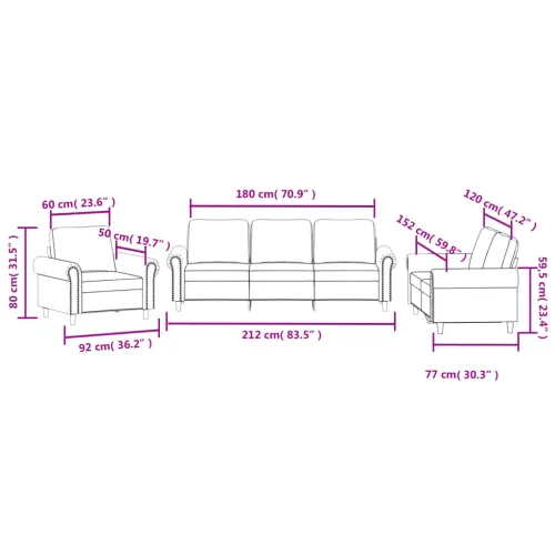 3-dijelni set sofa s jastucima tamnosivi baršunasti - Tamno siva Bez oslonca za noge Cijena