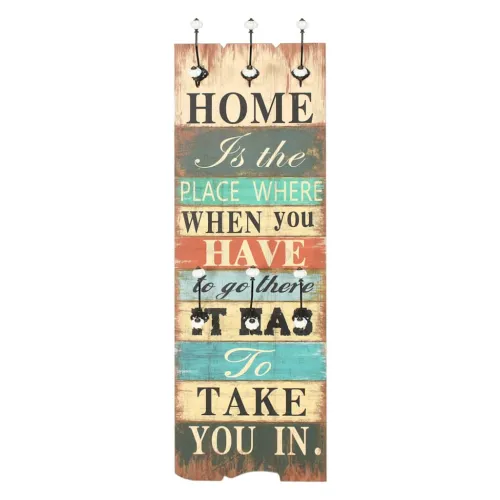 Zidna vješalica za kapute sa 6 kuka “HOME IS” 120 x 40 cm - Home Is Cijena