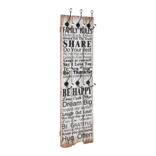 Zidna vješalica za kapute sa 6 kuka “FAMILY RULES” 120 x 40 cm &nbsp; - Family Rules 1 Family Rules Cijena