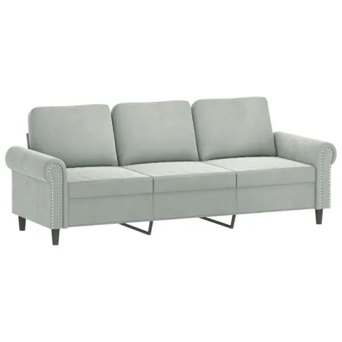 3-dijelni set sofa s jastucima svjetlosivi baršunasti - Svjetlosiva Bez oslonca za noge Cijena