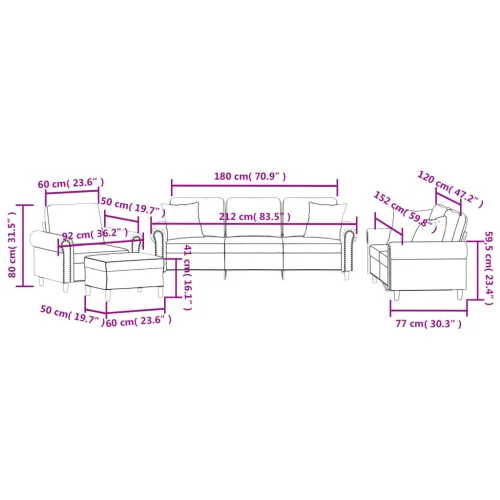 4-dijelni set sofa s jastucima tamnosivi baršunasti - Tamno siva s jastucima i tabureom Cijena