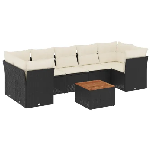 Vrtna garnitura - 8-dijelni set vrtnih sofa od poliratana s jastucima crni - Crna i krem 3x srednja + stol + 4x kutna 1 Cijena