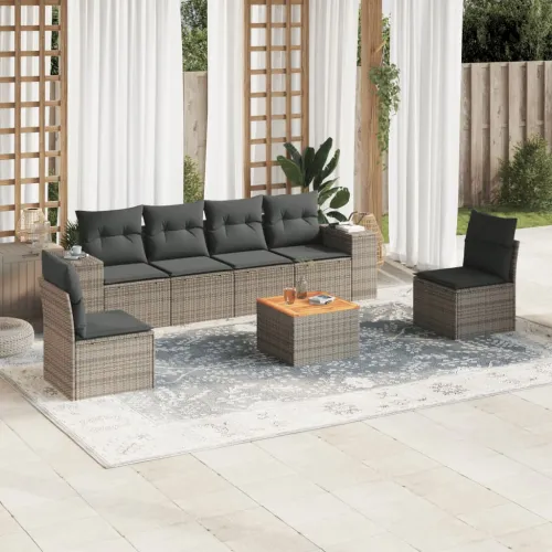 Vrtna garnitura - 7-dijelni set vrtnih sofa sivi od poliratana - Siva 1 Cijena