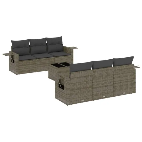 Vrtna garnitura - 7-dijelni set vrtnih sofa sivi od poliratana - Siva 1 Cijena