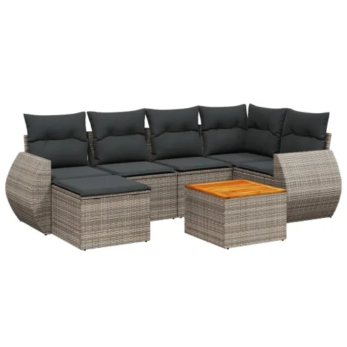 Vrtna garnitura - 7-dijelni set vrtnih sofa sivi od poliratana - Siva 1 Cijena