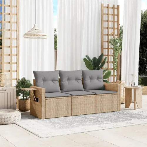 Vrtna garnitura - 3-dijelni set vrtnih sofa od poliratana s jastucima bež - bež i siva Bez stola 1 Cijena