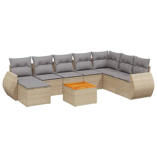 Vrtna garnitura - 9-dijelni set vrtnih sofa s jastucima bež od poliratana - bež i siva 1 Cijena