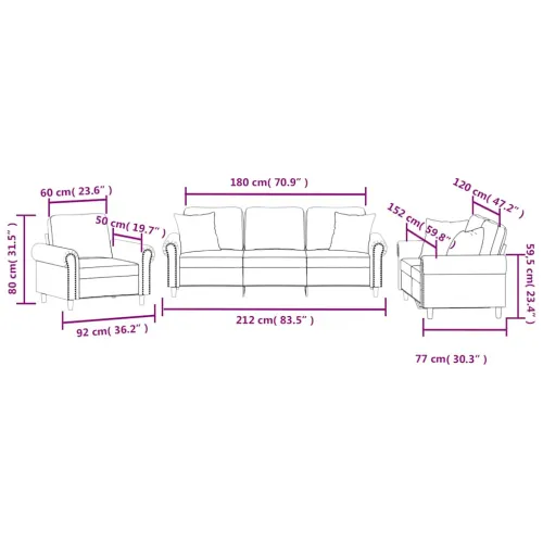 3-dijelni set sofa s jastucima crni baršunasti - Crna 1 s jastučićima Cijena