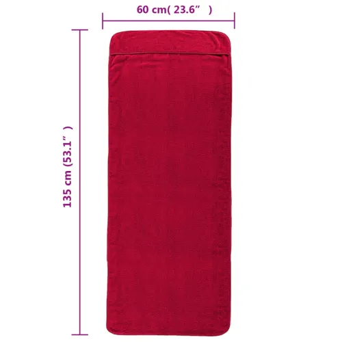 Ručnici za plažu 2 kom bordo 60 x 135 cm od tkanine 400 GSM - Crvena 60 x 135 cm 2 Cijena
