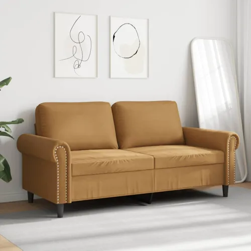 Dvosjed smeđi 140 cm baršunasti - Smeđa 1 140 cm Cijena