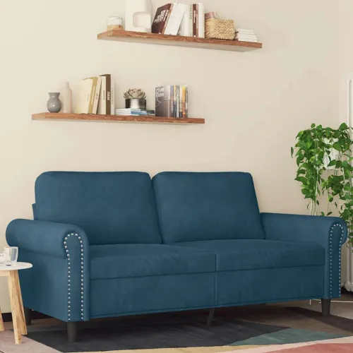 Dvosjed plavi 140 cm baršunasti - Plava 1 140 cm Plava Cijena