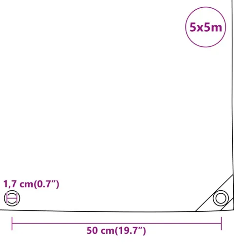 Cerada siva 5 x 5 m 650 g/m² - Siva 5 x 5 m 1 s ušicama Cijena