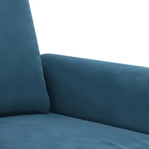 3-dijelni set sofa s jastucima plavi baršunasti - Plava Bez oslonca za noge Cijena