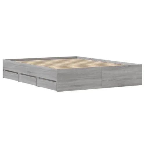 Okvir za krevet s ladicama boja hrasta 140x200 cm drveni - Sivi hrast sonoma 140 x 200 cm Cijena