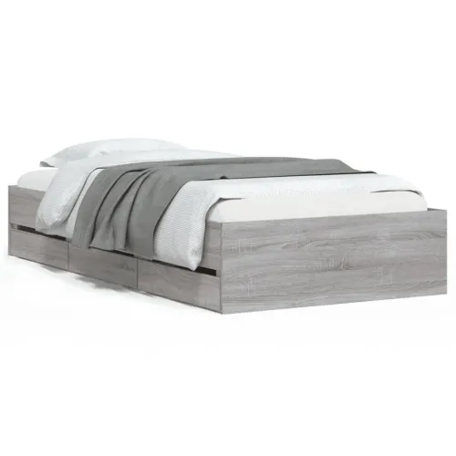Okvir za krevet s ladicama boja hrasta 90x200 cm - Sivi hrast sonoma 90 x 200 cm Cijena