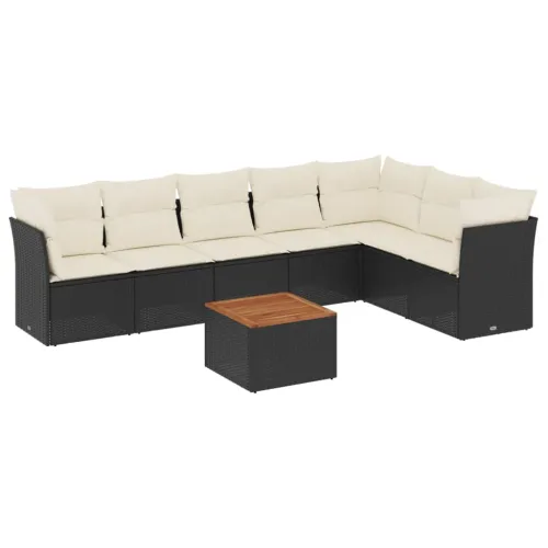 Vrtna garnitura - 8-dijelni set vrtnih sofa od poliratana s jastucima crni - Crna i krem 8 Cijena