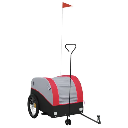 Prikolica za bicikl crno-crvena 45 kg željezna - Crvena 63 x 126 x 63 cm Cijena