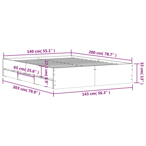 Okvir kreveta s ladicama crni 140 x 200 cm konstruirano drvo - Crna 140 x 200 cm Cijena