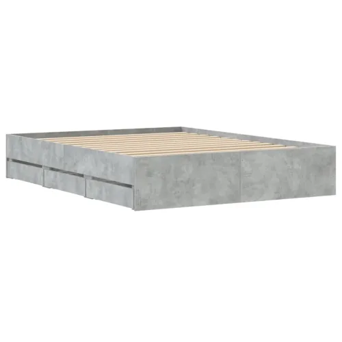 Okvir kreveta s ladicama siva boja betona 140 x 200 cm drveni - Beton siva 140 x 200 cm Cijena
