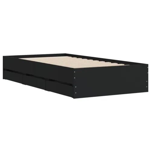 Okvir kreveta s ladicama crni 90 x 200 cm konstruirano drvo - Crna 90 x 200 cm Cijena
