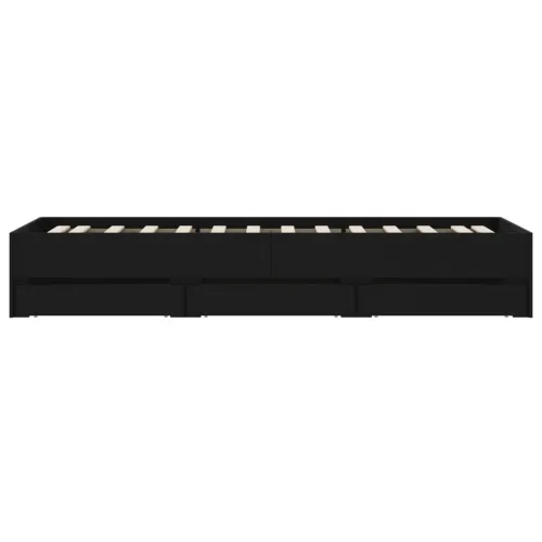 Okvir kreveta s ladicama crni 90 x 200 cm konstruirano drvo - Crna 90 x 200 cm Cijena
